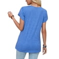 thumbnail image 3 of Fangasis Women Summer Tops Short Sleeve T Shirt V Neck T-shirt Ladies Breathable Tee Loose Dailywear Blue S, 3 of 4
