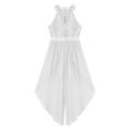 thumbnail image 3 of YUUMIN Kids Girls Shiny Beaded Halter Wedding Party Floral Lace Jumpsuit Chiffon Sleeveless Romper White 8, 3 of 6