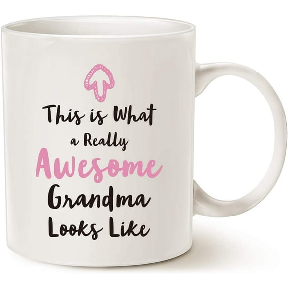 Mryumi Grandma Gifts Grandma Coffee Mug from Granddaughter Grandson, This Is What a Really Awesome Grandma Looks Like Birthday Gifts Idea for Grandma Grandmother Cup White, 11 Oz