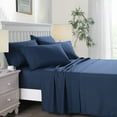 thumbnail image 2 of JML King Bed Sheet Set 6 Piece, Brushed Microfiber Sheet Set With 14" Deep Pockets,Navy, 2 of 5