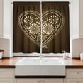 thumbnail image 2 of Ambesonne Chocolate Kitchen Curtains, Romantic Heart Pattern, 55"x39", Brown Beige, 2 of 3