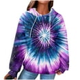 thumbnail image 2 of YOIAVAIOY Women's Graphic Hoodie Sweatshirts Trendy Casual Waffle Pullover Oversized Sweatshirt Fall Winter Loose Tunic Tops with Pocket Purple XXL, 2 of 6