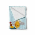 thumbnail image 2 of Cartoon Soft Flannel Fleece Blanket, Funny Giraffe and Bird on Helicopter Fluffy Clouds Grass Adventure Journey, Cozy Plush for Indoor and Outdoor Use, 70" x 90", Blue Yellow Green, by Ambesonne, 2 of 6