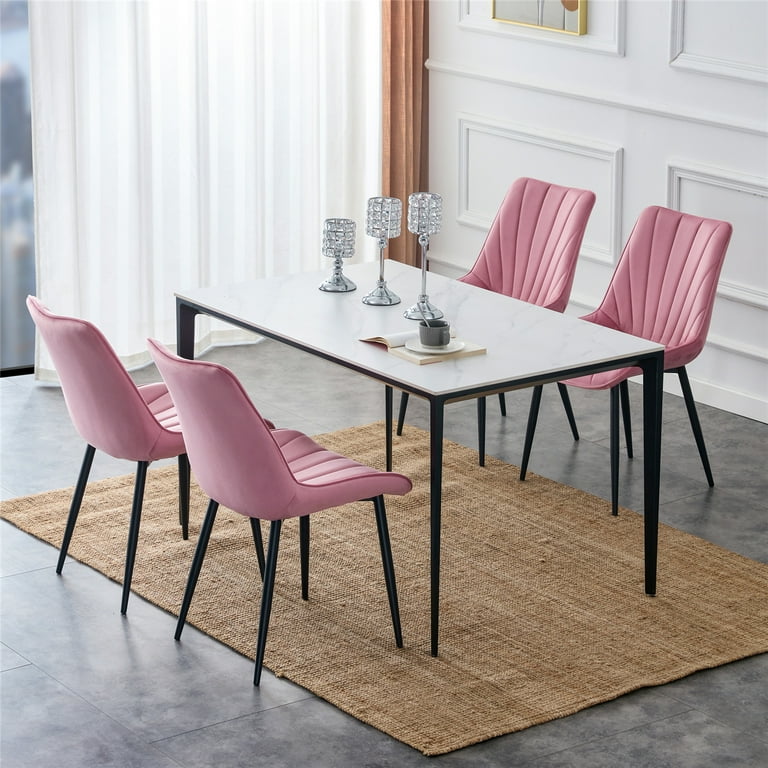 Pink crushed sale velvet dining chairs