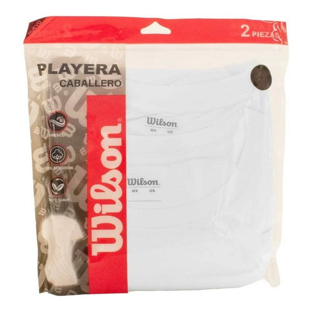 Playera Wilson para Caballero Diseño Liso Blanco 2 Piezas Talla CH
