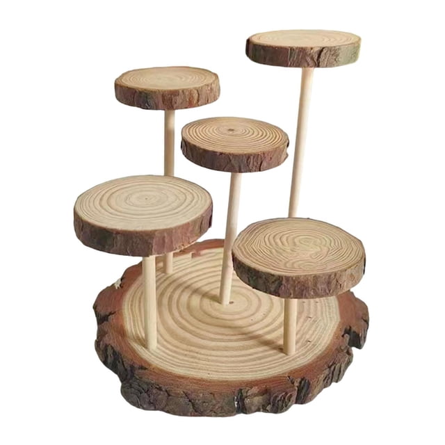 MERIGLARE Wood Display Riser Home Decor Storage Shelf for Cosmetic Accessories Perfume 5 Platforms
