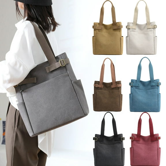 Canvas Tote Bag for Women Large Messenger Shoulder Bag Travel Crossbody Purse Briefcase Business Bag for 15inch Laptop White