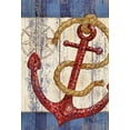 thumbnail image 2 of Toland Home Garden Rustic Anchor and Compass 12.5 x 18 Inch Decorative Nautical Fence Design Garden Flag, 2 of 5
