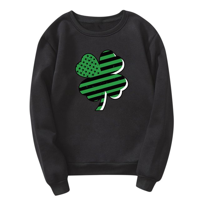 DPTALR Pull pour Hommes de la Saint-Patrick en Molleton Imprimé Col Rond Décontracté