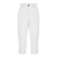 thumbnail image 6 of YOIAVAIOY Men's Casual Capri Pants Summer Cargo Capris Button Zipper Below Knee Running Hiking Cropped Pants with Multi-Pockets White S, 6 of 8