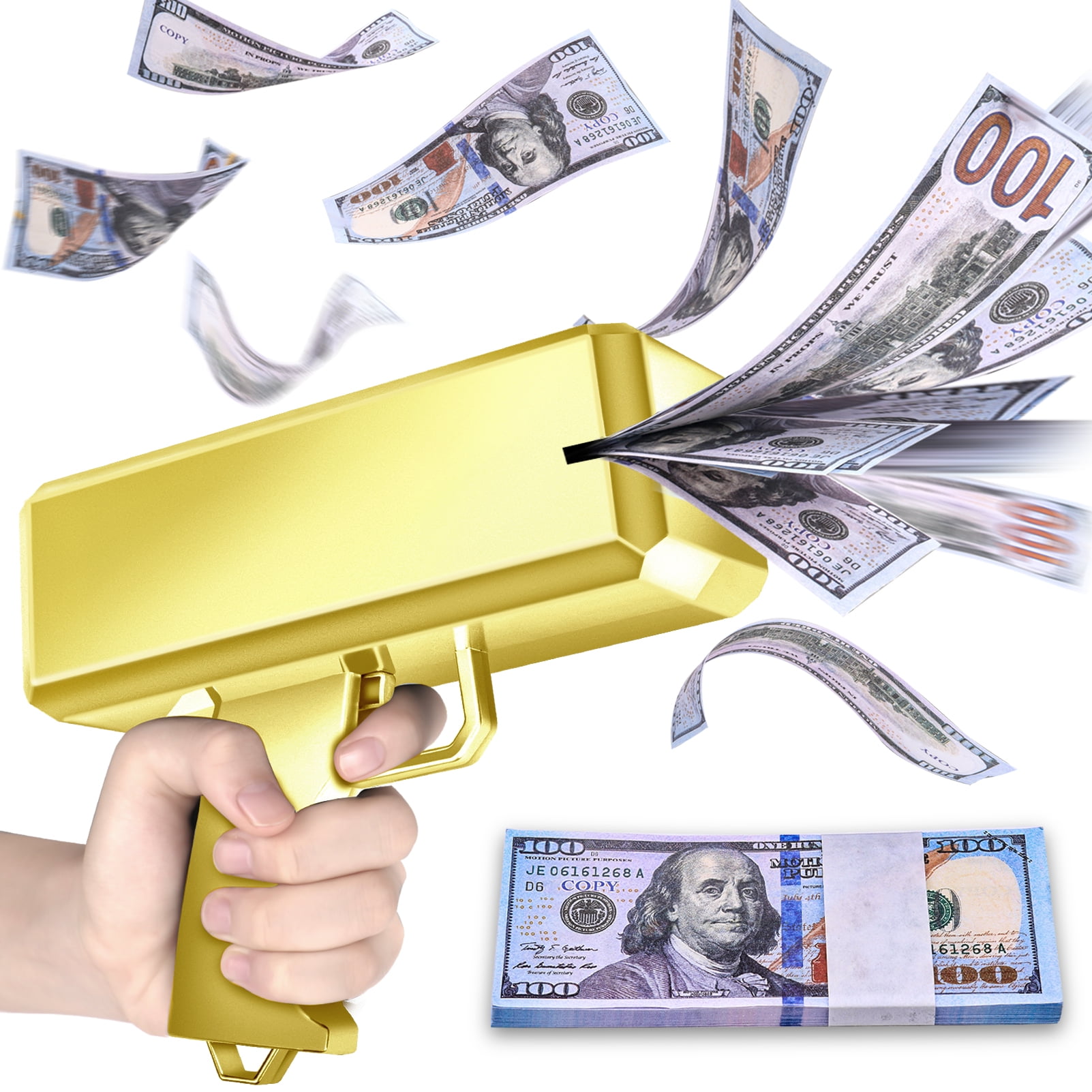 Money Gun Shooter, Money Gun That Shoot Money, Money Spray Gun with Prop Money(100 Pieces), Make