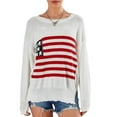 thumbnail image 1 of ZAXARRA Pull Tricoté Automne Hiver pour Femmes Manches Longues Col Rond Imprimé Drapeau Tricoté Ample, 1 of 6