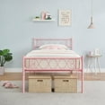 thumbnail image 2 of GAOMON Twin XL Size Metal Bed Frame with Heart Design Headboard, Under Bed Storage, No Box Spring Needed, Pink, 2 of 7