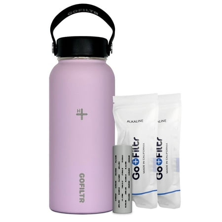 

GOFILTR 32 oz Alkaline Water Bottle Kit | 2 GoFiltr Alkaline Original Mineral Ionized Water Infusers + 32 oz Insulated Stainless Steel Water Bottle (Orchid / Wide Mouth)