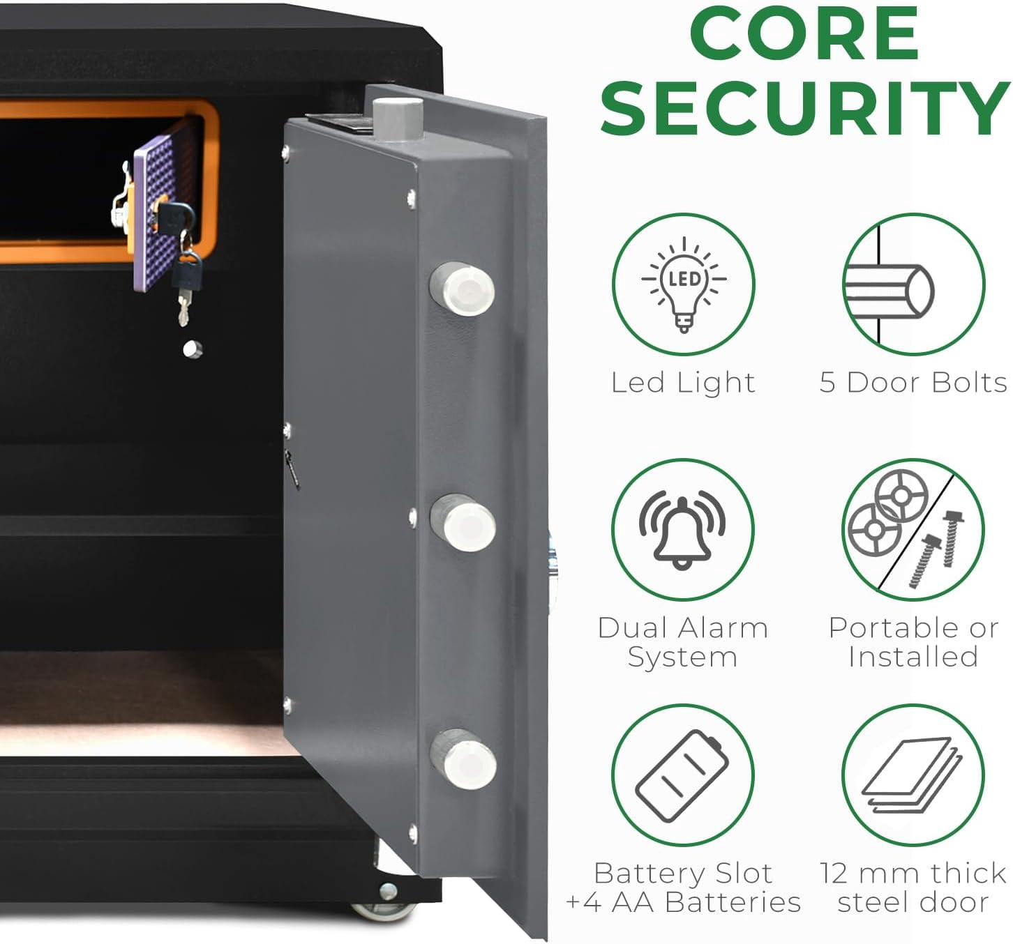 EconoHome Home Safe with Smart Lock System, Master Key - Wall-Mounted Steel Fire Proof Safe for Home Documents, Cash, Jewelry, Documents - Heatproof Up to 1700°F - 2.7 Cu. Ft Interior Capacity, Brown
