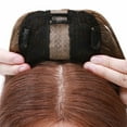 thumbnail image 3 of MY-LADY Clip in Hair Topper 100% Remy Human Extensions Women Toupee Silk Base Hairpiece with Bangs for Loss Hair #4P27 Brown & Dark Blonde 14", 3 of 8