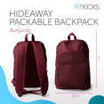 thumbnail image 3 of FITKICKS Hideaway Packable Zippered Backpack Sport Travel Backpack, Burgundy (Unisex), 3 of 10