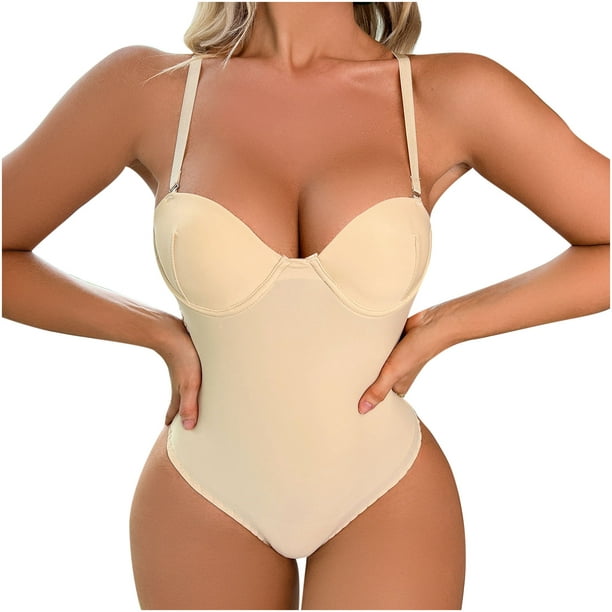 zanvin shapewear for women,Summer Clearance Ladies Solid Push-Up Lingerie  Stretch Removable Sling Body Shaper Bodysuit 