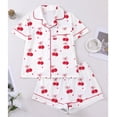 thumbnail image 5 of PNTUTB Pajama Set for Women Short-Sleeve Top and Shorts Printed Set Casual Collared Button-Down Cardigan Milk Silk Pajama Set, 5 of 6