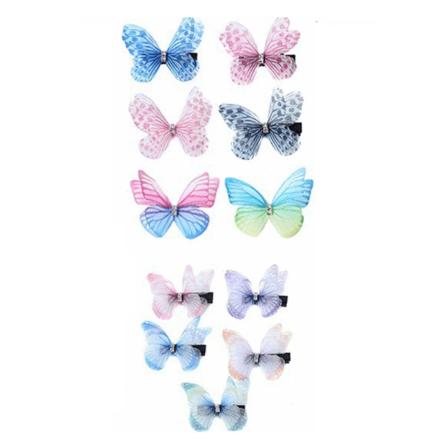 Mezcla Mariposa Pasador Moños Para Niñas Moda 3d 12 Pzs, Colores