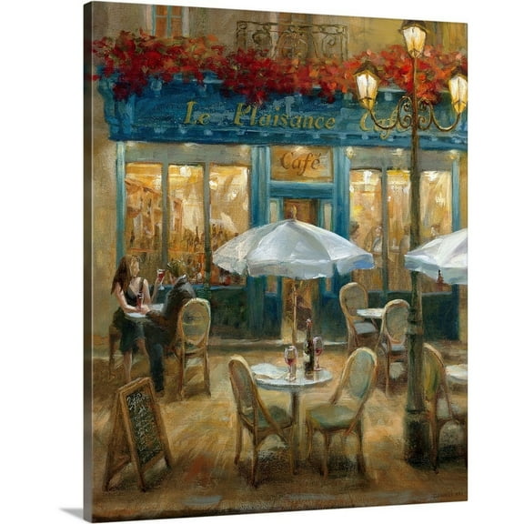 Great Big Canvas "Paris Cafe I"  by Danhui Nai Black Burgundy figurative  Wrapped Canvas Print Wall Artwork