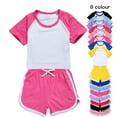 thumbnail image 5 of Tkrady Girls' Clothing Sets Spring Summer Comfortable Soft Solid Color Short Sleeve Tops Shorts Set, Sizes 1-15 Years, 5 of 5