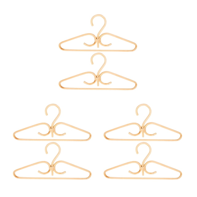 6Pcs Rattan Clothes Hanger Natural Rattan Hand-Woven 3 Hook Hanger for Home Wardrobe Clothing Store Decor 40X20cm