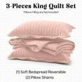 thumbnail image 4 of Ameha 3 Piece Quilt Set Chevron Bedspread Reversible Ultrasoft Microfiber Adult Bedding Peach Color Queen, 4 of 11