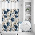 thumbnail image 2 of No Hook Shower Curtain, Navy Blue Beige Floral Shower Curtains for Bathroom with See Through Top Window, Vintage Farmhouse Floral Leaves Waterproof & Washable Bath Curtain Stand Up Stall 36"x72", 2 of 9