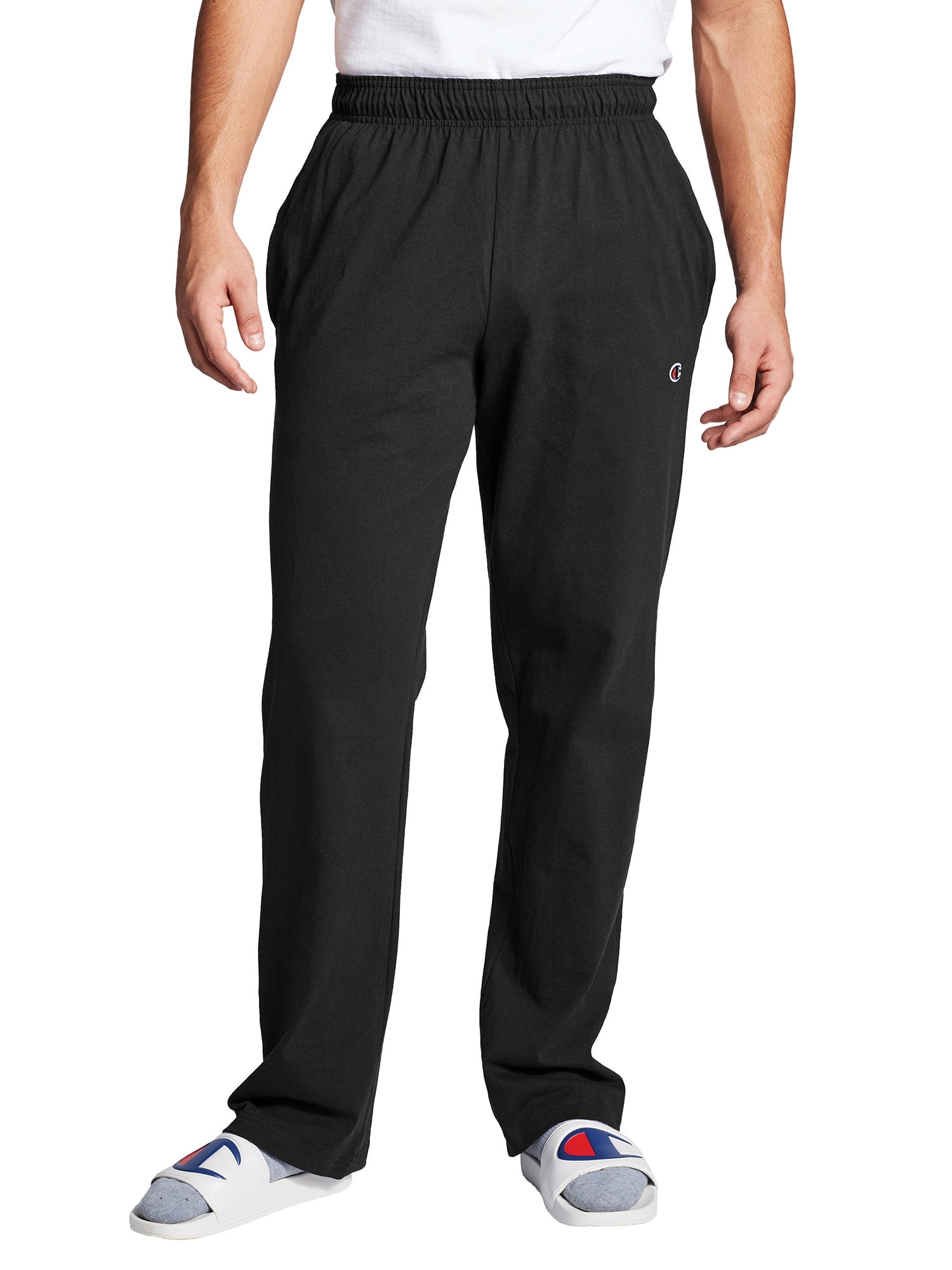 champion men's open bottom light weight jersey pants