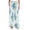 Blue Peony Pattern (2), variant on Women's Casual Pants & Capris, Soft Stretch Smocked with Pockets, Cotton-like Modal for Home/Yoga Exercises, Light Blue Hydrangea,S