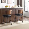 thumbnail image 6 of VINGLI Counter Height Swivel Bar Stools Set of 2, 26" Seat Height Counter Bar Stool for Kitchen Island, Upholstered PU Leather Barstools with Wood Backs and Metal Legs, Brown, 6 of 8