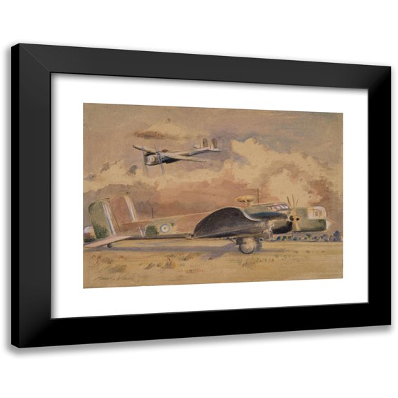 Paul Nash 14x11 Black Modern Framed Museum Art Print Titled - Whitley Bombers Sunning (1940)