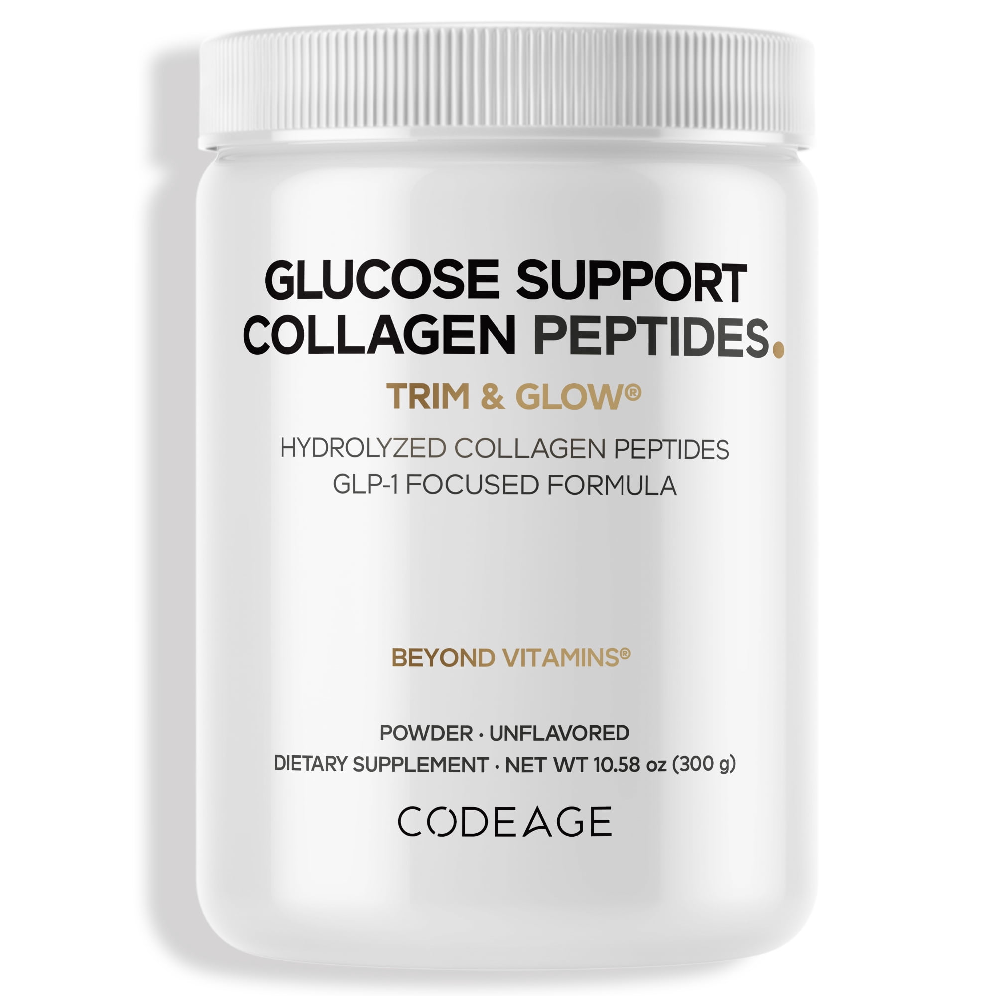 Codeage Glucose Support Collagen Peptides - Nextida GC Collagen Peptides - GLP 1 Support - Hydrolyzed Collagen, Grass-Fed, Type I & III, Unflavored - Non-GMO, Gluten-Free, Dairy-Free - 10.58 Oz