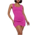 thumbnail image 2 of Summer Dresses For Women Fashion Women's Square Neck Sleeveless Zipper Solid Dresses Casual Comfortable All Occasio Hot Pink XS, 2 of 8