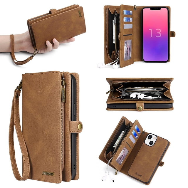 CNKOO Phone Leather Case Wallet Compatible with Series 2 in 1 Wallet Protective Flip Cover with Detachable Magnetic Wallet with Lanyard