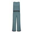 thumbnail image 4 of Penkiiy Women's Summer 2 Piece Outfits Sleeveless Linen Tank Top Wide Leg Pants Jumpsuits Vacation Matching Sets XL Blue, 4 of 6
