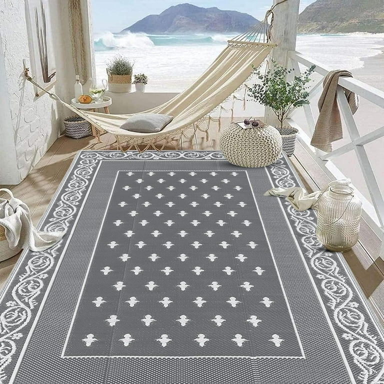 Findosom 9'x12' Reversible Outdoor Mats, Patio Outdoor Rugs, Plastic Straw  Rug, RV Outdoor Mats, Camping Rugs Waterproof Large Outdoor Area Rug for  Outdoor, RV, Camping, Patio, Picnic Teal 
