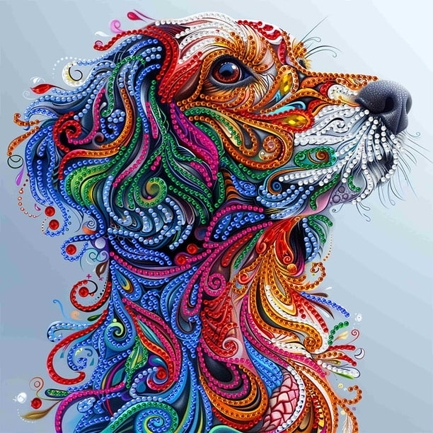 (GSYX340) Serie Perro Color Diamante Parcial Resina Forma Especial 30*30cm