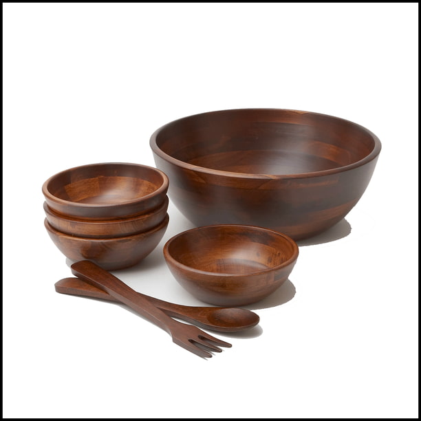 7 Piece Wood Salad Bowl Set by Woodard & Charles