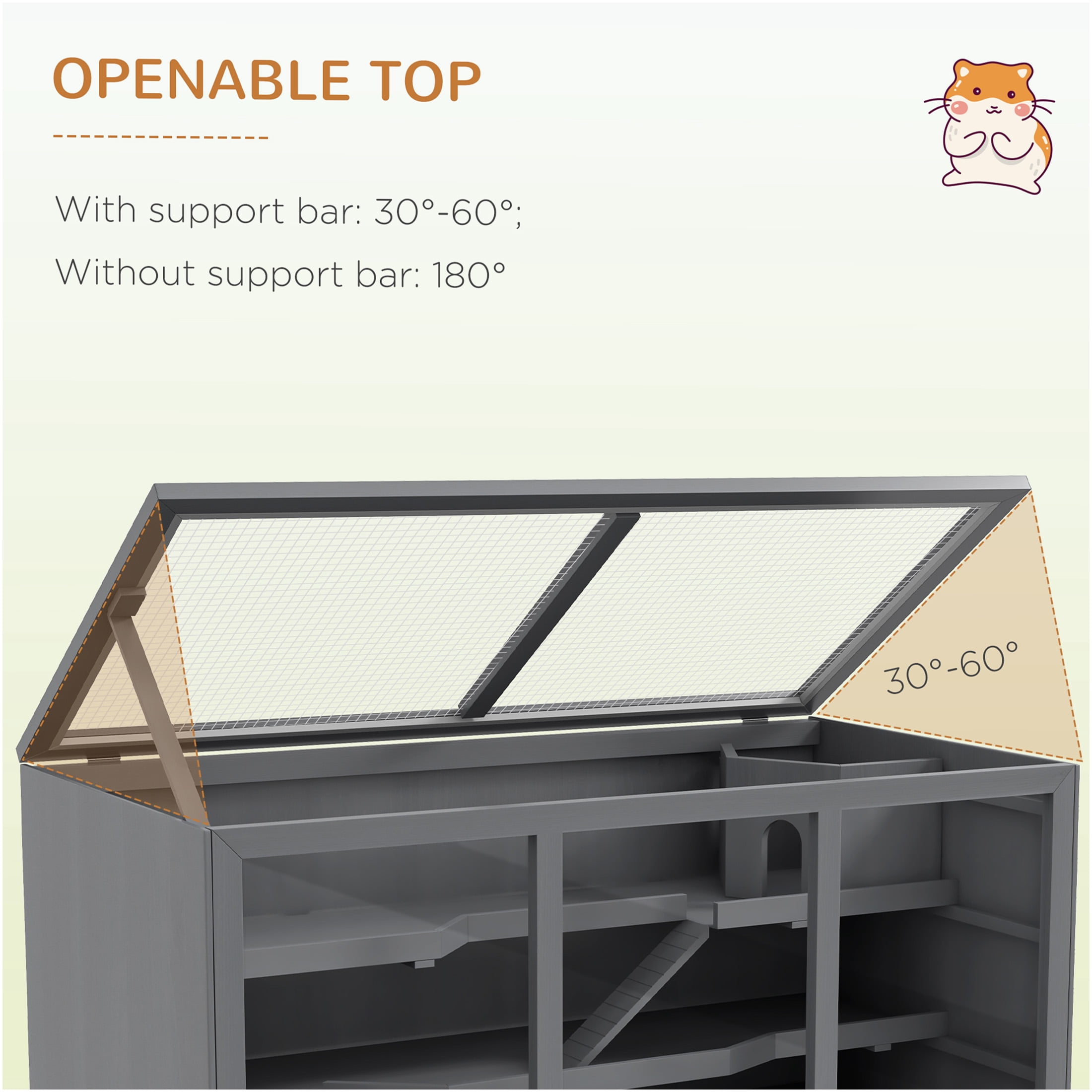 JERFIT Extra Large 5-Tier Wooden Hamster Cage with Opening Roof, Ramps, Hideout Hut & Deep Tray, Spacious Habitat for Gerbils, Mice, and Other Small Animals