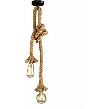 Pendant Light Fixture Hemp Rope Chandelier Industrial Ceiling Light for Home Living Room Balcony Restaurant (60CM)