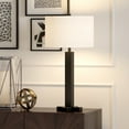 thumbnail image 6 of Evelyn&Zoe Dunand 27.25" Tall Table Lamp with Fabric Shade, Blackened Bronze/White, 6 of 8