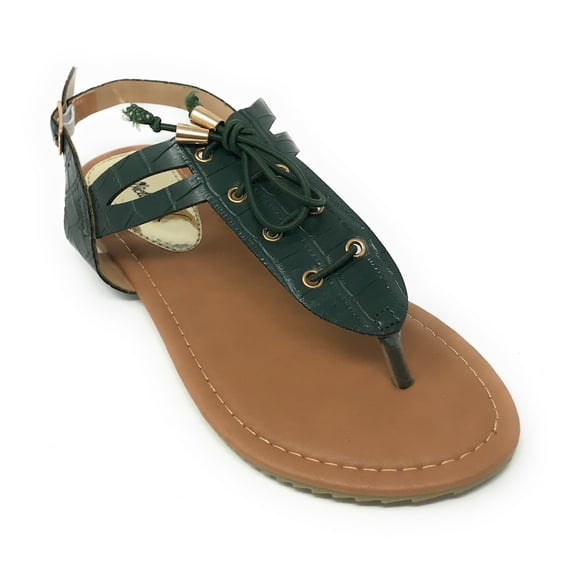 Victoria K Women's Laceup Faux Snake Skin With Side Buckle Sandals