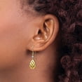 thumbnail image 3 of Gold 14k Two-Tone Diamond Cut Teardrop Dangle Earrings - 33mm, 3 of 6