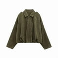 thumbnail image 2 of Veste en Faux Suède pour Femme, Manteau à Revers de Printemps, Décontracté, Ample, à Manches Longues, Style Mode de Rue, Vert Armée, G, 2 of 9