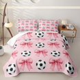 thumbnail image 2 of spefrowx Pink Watercolor Bowknot Twin Quilt Set for Girls, Cartoon Soccer Sports Twin Coverlet Set, 2pcs, 2 of 7