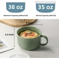 thumbnail image 2 of Oversized Soup Bowl with Handle: 38 oz Ceramic Soup Mug with Lid - Microwave Safe Jumbo Food Storage Container for Ramen Cereal Breakfast Meal Prep Office Lunch Dorm Living - Pea Green 6 In, 2 of 7