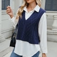thumbnail image 4 of Goodtrade8 Winter Sweaters Lightweight Knitted Sweater Vests Solid Color Casual Sleeveless V-Neck Sweater Tops, 4 of 7