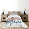 thumbnail image 4 of Ambesonne Fitness Quilted Bedspread Set 2 Pcs, Retro Words Lifestyle, Twin Size, Dark Blue Orange and White, 4 of 5